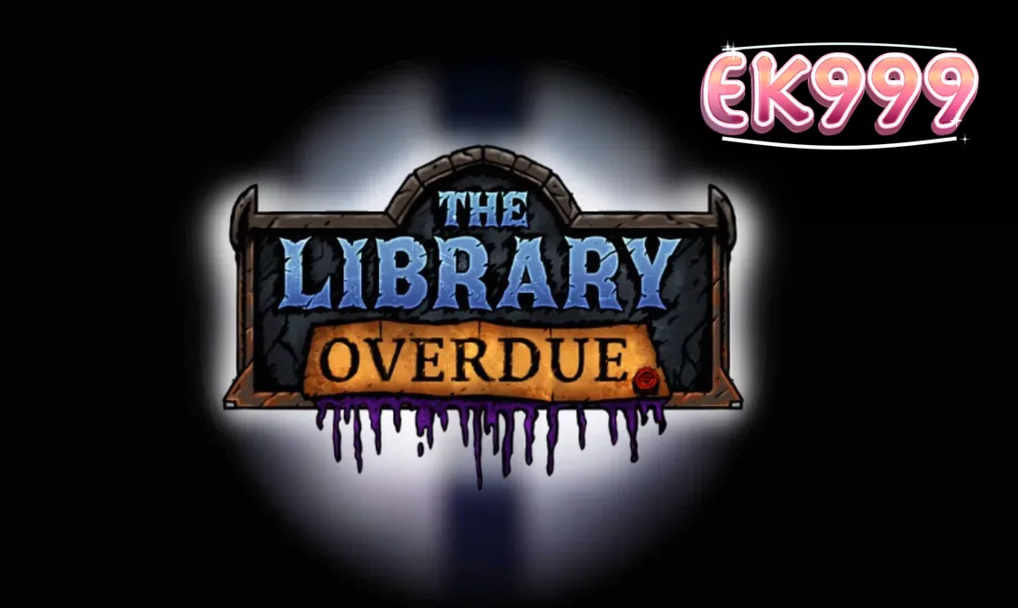 Tampilan visual slot The Library Overdue dengan nuansa gotik dan misterius